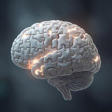 a brain made of puzzle pieces