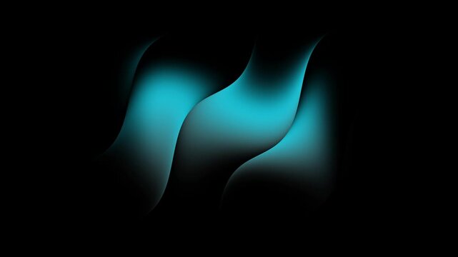 Abstract blue glowing waves on black background. Fluid motion and dynamic light curves wallpaper design animation