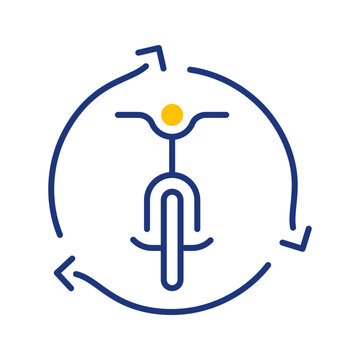 Bike sharing icon. Transportation and bike sharing line symbol. Color.