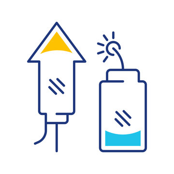 Firework rocket icon. Entertainment and pyrotechnics line symbol. Color.