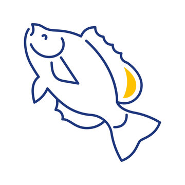 Flier fish icon. Animals and freshwater fish line symbol. Color.