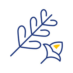 Mint leaf icon. Food and herbs line symbol. Color. © M.Style