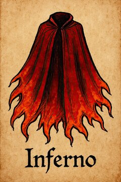 Theatrical villain costume rendered like living fire