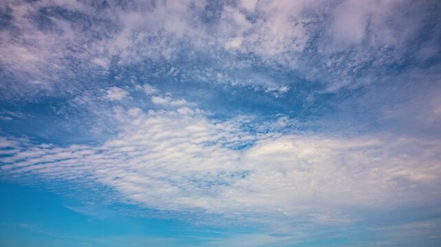 Time Lapse beautiful white clouds moving in blue sky.
The clouds were like cotton tufts in the sky. 
The scene was so stunning that it was almost surreal.
Sky texture, abstract nature background.