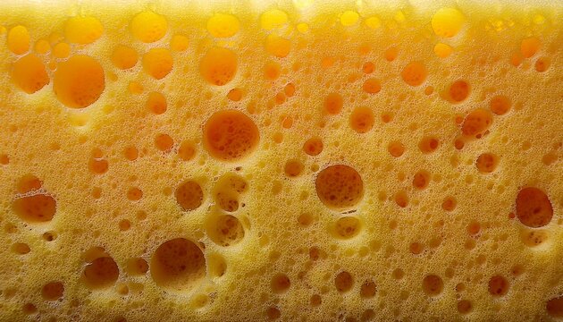 yellow kitchen sponge scrubbing pad porous texture macro close up background