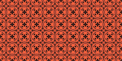Bold striking pixel art batik seamless pattern with rich cultural graphic © Dicha