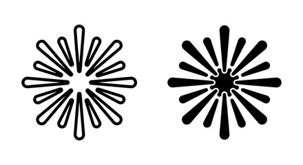Explosion Burst Icons, Starburst Graphic Elements, Radial Lines Shapes, Celebration Sparkle Symbols, Black and White Vector Art © Suvho