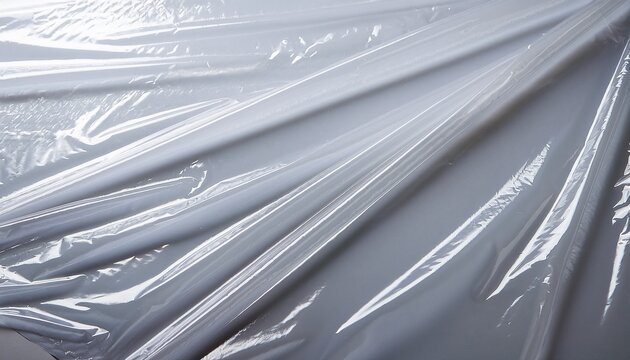 plastic saran wrap kitchen cling film for food macro texture white background