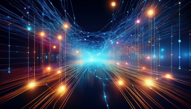 ai neural network concept big data light quantum computing technology futuristic and modern tech information transmission