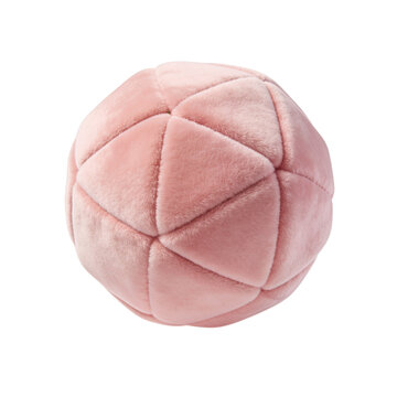 Soft pink geometric plush ball isolated on a clean white background