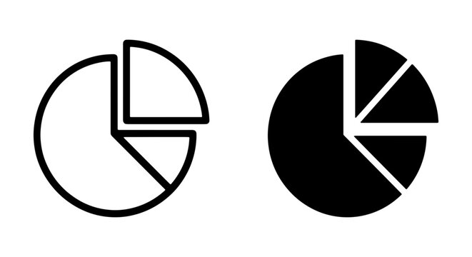 Pie Chart Icons, Data Visualization Symbols, Simple Circle Graph Graphics, Business Analytics Vector Set