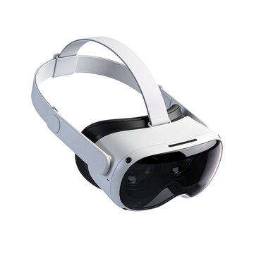 Modern white virtual reality headset device isolated on a clean white background