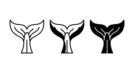 Whale Tail Icons Set, Marine Mammal Silhouette, Ocean Life Vector Graphics, Nautical Symbol Collection © Jahid