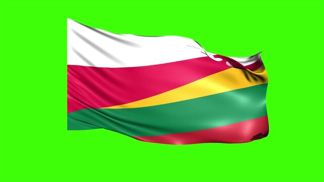Animated Looping Super Wavy Flag of Poland and Lithuania Isolated on Green Screen