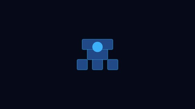 Digital hierarchy structure diagram with pulsing node animation for corporate network and organizational chart presentation 4k