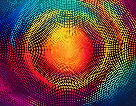 colorful abstract halftone texture in pop art style cmyk dots pattern modern digital art creative vibrant background artistic composition contemporary graphic design