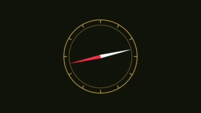 Minimalist compass needle rotating animation, navigation direction concept, seamless loop 4k orientation