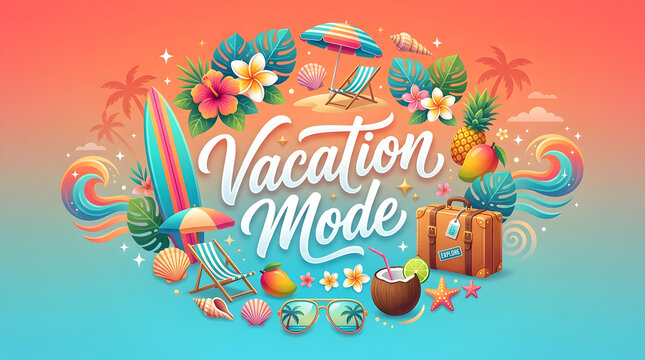 Vacation mode tropical summer holiday travel concept design with summer time vacation tropical