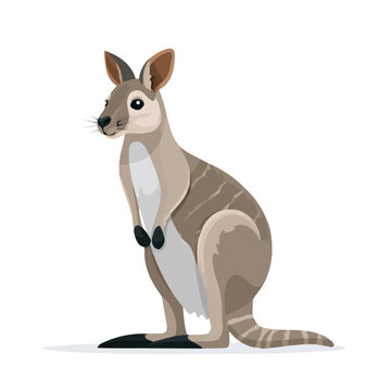 Modern flat 2D vector illustration of a Wallaby, minimal design style on a white background.