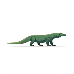 Fototapeta premium 2D minimalist flat vector of a Komodo Dragon, contemporary clean design isolated on white.