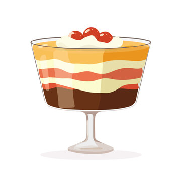 2D minimalist flat vector of a Trifle, contemporary clean design isolated on white.