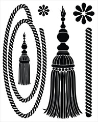 Decorative curtain tassel and twisted rope set ©  VectorCrazeStock