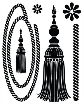 Decorative curtain tassel and twisted rope set