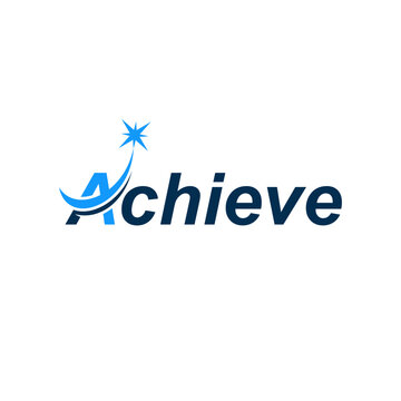 Achieve typography word mark logo design with arrow forward growth finance success
