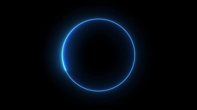 Cyan circle glow border concept on the transparent background. alpha channel, seamless loop, abstract glowing neon line cyan color circular lens animation neon light. Motion graphics of border icon.