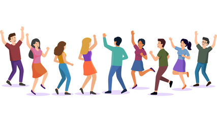 Obraz premium Happy People Dancing to Music Party, Flat Vector Illustration, Isolated Background