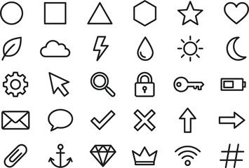 Fototapeta premium General purpose universal web and interface vector line icons