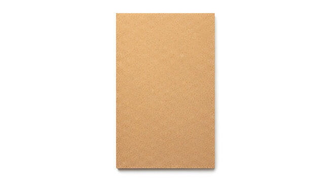 Brown cardboard rectangle isolated on white background for mockup purposes transparent background