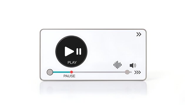 White smartphone screen displaying play pause media controls.