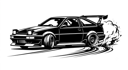 Drifting Sport Car Vector Vector On White Background © Ziqri