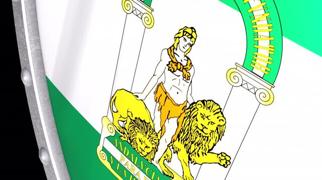 Metallic Shield Transitions with the Flag of Autonomous Community of Andalucia of Spain