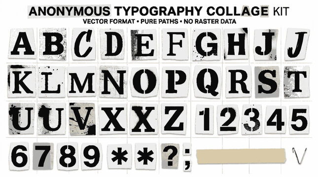Anonymous ransom note typography collage kit