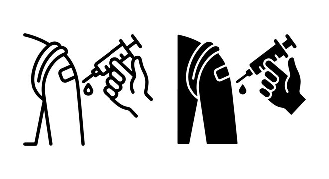 Vaccination Injection Icons, Medical Syringe and Arm Illustration, Healthcare and Immunization Symbols