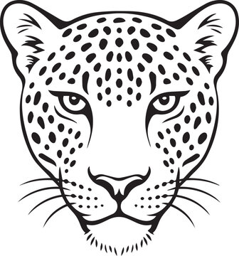 Leopard head vector illustration, black and white line art wild cat logo design isolated on white background.Adobe Illustrator Artwork,