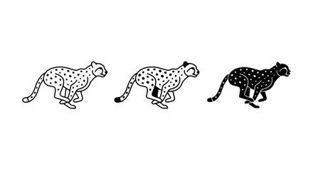 Running Cheetah Silhouettes, Wild Animal Vector Icons, Spotted Feline Graphics, African Wildlife Art © Mirza