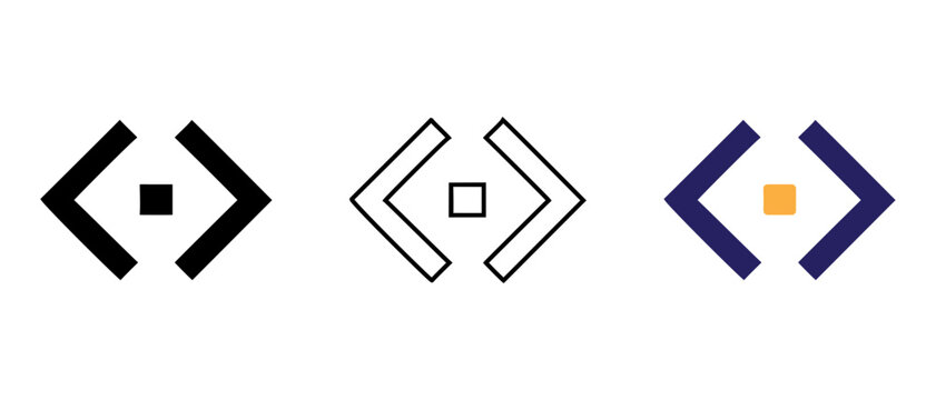 Coding and programming bracket symbols set for web development and interface design vector and illustration