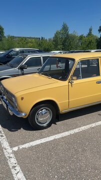 Yellow Soviet Lada VAZ 2102 Classic Vintage Automobile