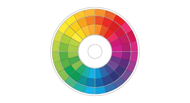 Colorful circular color wheel chart for design