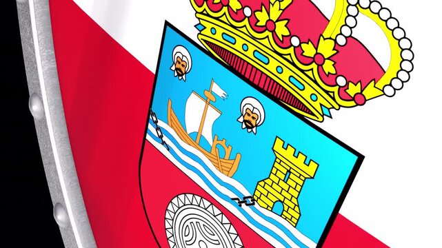 Metallic Shield Transitions with the Flag of Autonomous Community of Cantabria of Spain