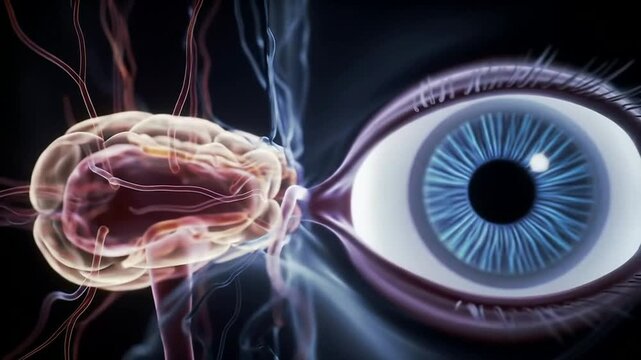 Premium Anatomical Render Of The Visual Cortex Lighting Up As Neural Signals Arrive From The Eye