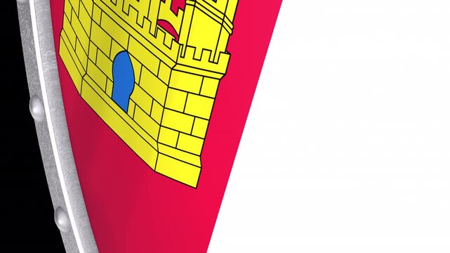 Metallic Shield Transitions with the Flag of Autonomous Community of Castile La Mancha of Spain