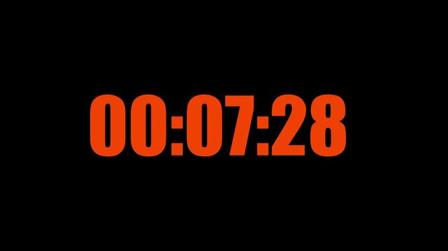 Digital countdown timer from fifteen minutes to zero, 00:15:00 to 00:00:00, on dark background, representing deadline, urgency, final countdown, time management
