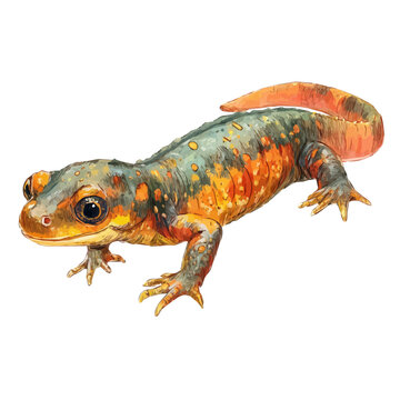 Hand-painted watercolor artwork of Newt, isolated on white background