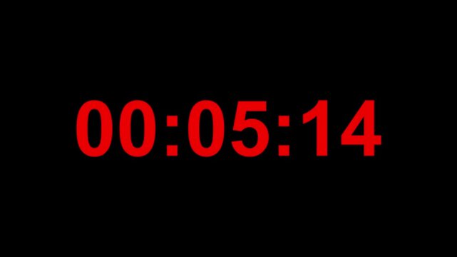 Digital countdown timer showing ten minutes, 00:10:00, on dark background, representing deadline, time limit, urgency, final countdown, schedule and time management