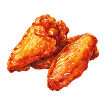 Buffalo Wings, isolated watercolor element on white background