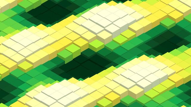 4K Futuristic Isometric Cube Surface with Flowing Geometric Waves, Abstract 3D Motion Background, Seamless Animated Pattern